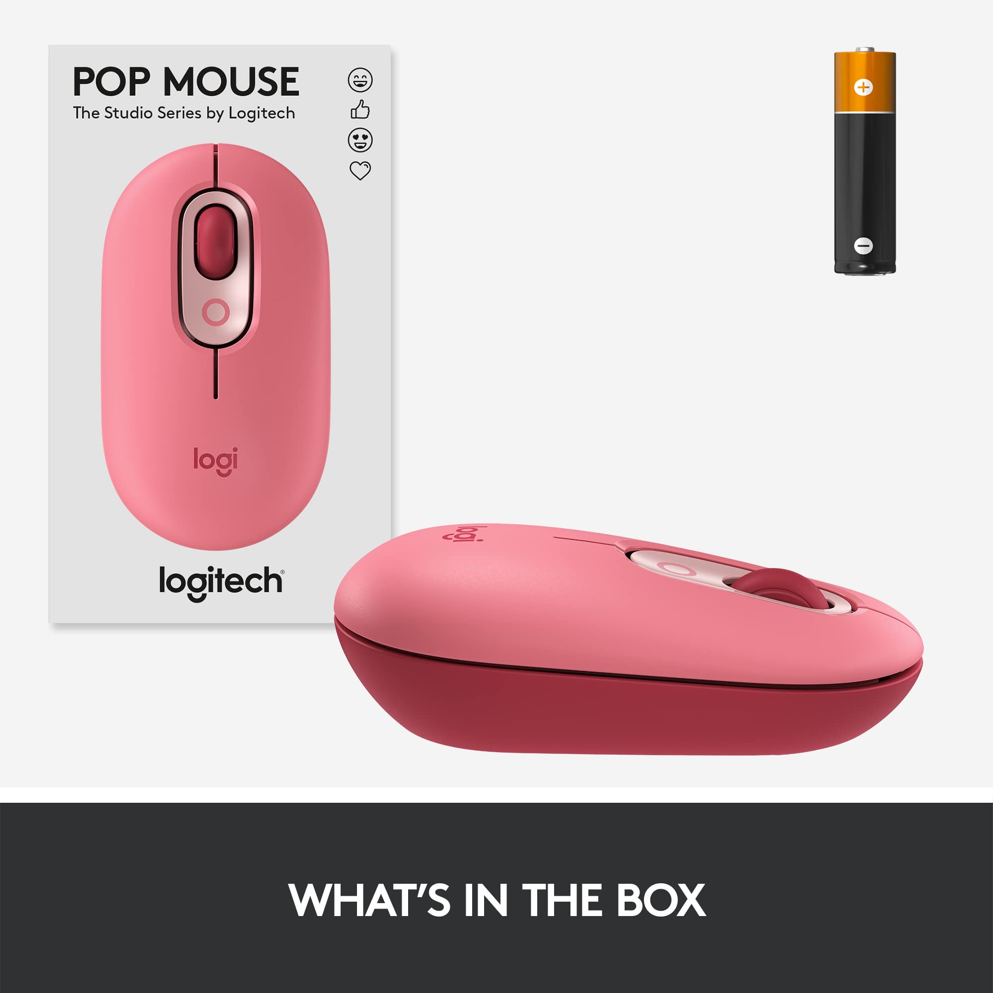 Logitech POP Wireless Mouse and POP Keys Mechanical Keyboard Combo - Customisable Emojis, SilentTouch, Precision/Speed Scroll, Bluetooth, Multi-Device, OS Compatible - Heartbreaker Rose