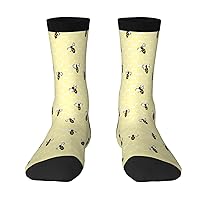Mens Crew Socks Bee-Honeycomb-Cute Patterned Funny Novelty Cotton Crew Socks