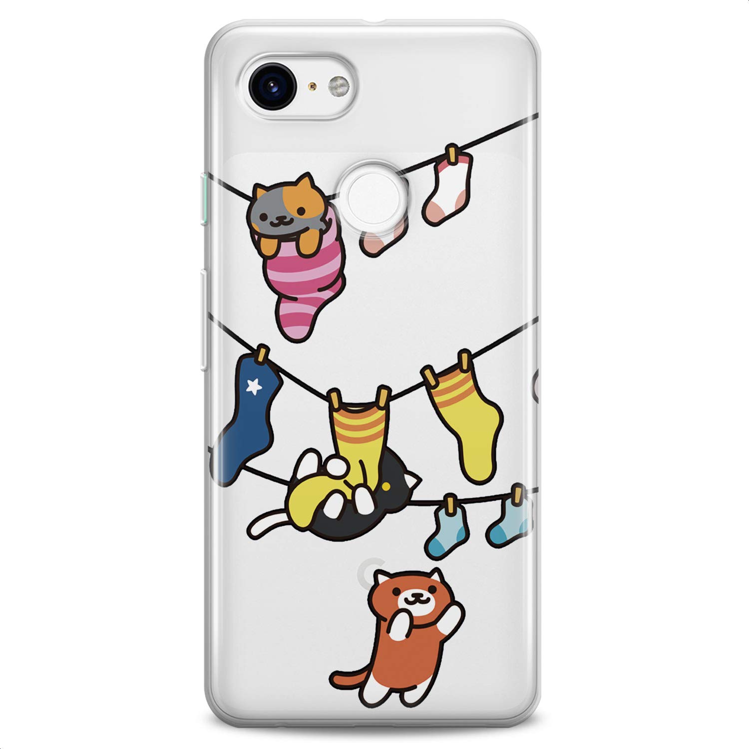 Cavka TPU Case Replacement for Google Pixel 7 6a Pro 5a XL 4a 5G 2 XL 3 XL 3a XL 4 Girls Clear Colored Kitties Design Print Teen Animal Theme Cute Yellow Cats Flexible Silicone Slim fit Soft Funny