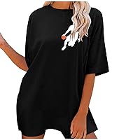 Women's Drop Shoulder Oversized Tshirts 2024 Fashion Graphic Tees Short Sleeve Casual Summer Tops Loose Fit Y2K Tunic Blouses