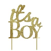 Blue It's A Boy Cake Topper, 1pc, Baby Shower, Party Decor, Glitter Topper (Gold)