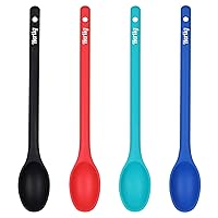 4 Pieces Large Silicone Mixing Spoon Heat Resistant Basting Spoon Food Grade Utensil Spoon Non-Stick Spoon for Mixing, Baking, Serving and Stirring