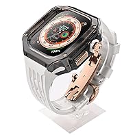 Luxury Glacier Watch Band Mod Kit，For Apple Watch Ultra 49mm Fluororubber Watch Band，For iWatch Series 8 49MM Transparent Watch Case