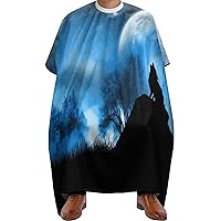 Cool Wolf Night Adults Barber Cape Lightweight Styling Hair Cutting Cape Hairdressing Cape Gown Apron