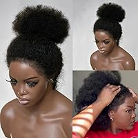Afro Curly 13x4 Lace Frontal Wig With 4c Edges Mongolian Curly Human Hair Wigs For Black Women Wig Glueless With Bleached Knots 150% Density Curly Baby Hair HD Transparent Lace Brazilian Hair Wigs
