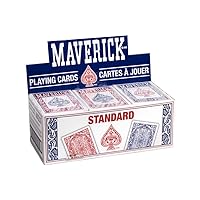 Maverick Playing Cards, Standard Index, Red and Blue, 12 Pack