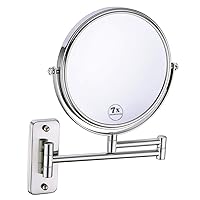 8 Inch Double-Sided Swivel Wall Mounted Makeup Mirror with 7X Magnification, Brushed Nickel