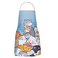 RosieLily Cat Apron for Women Cute Apron Anime Apron Funny Apron Kitchen Apron for Cooking Baking Gardening Grilling BBQ Kawaii Apron for Teens Blue Apron Cat Lover Gifts for Women