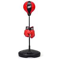 LDAILY Punching Bag with Stand, Easy to Assemble, Punching Bag with Adjustable Height Standing Base, Kid Boxing Punch Exercise Bag with Gloves and Hand Pump, Punching Bag for Kids
