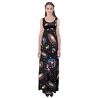 CowCow Womens Starry Night Sky Moon Stars Space Constellations Planets Soft Empire Waist Maxi Dress, XS-5XL