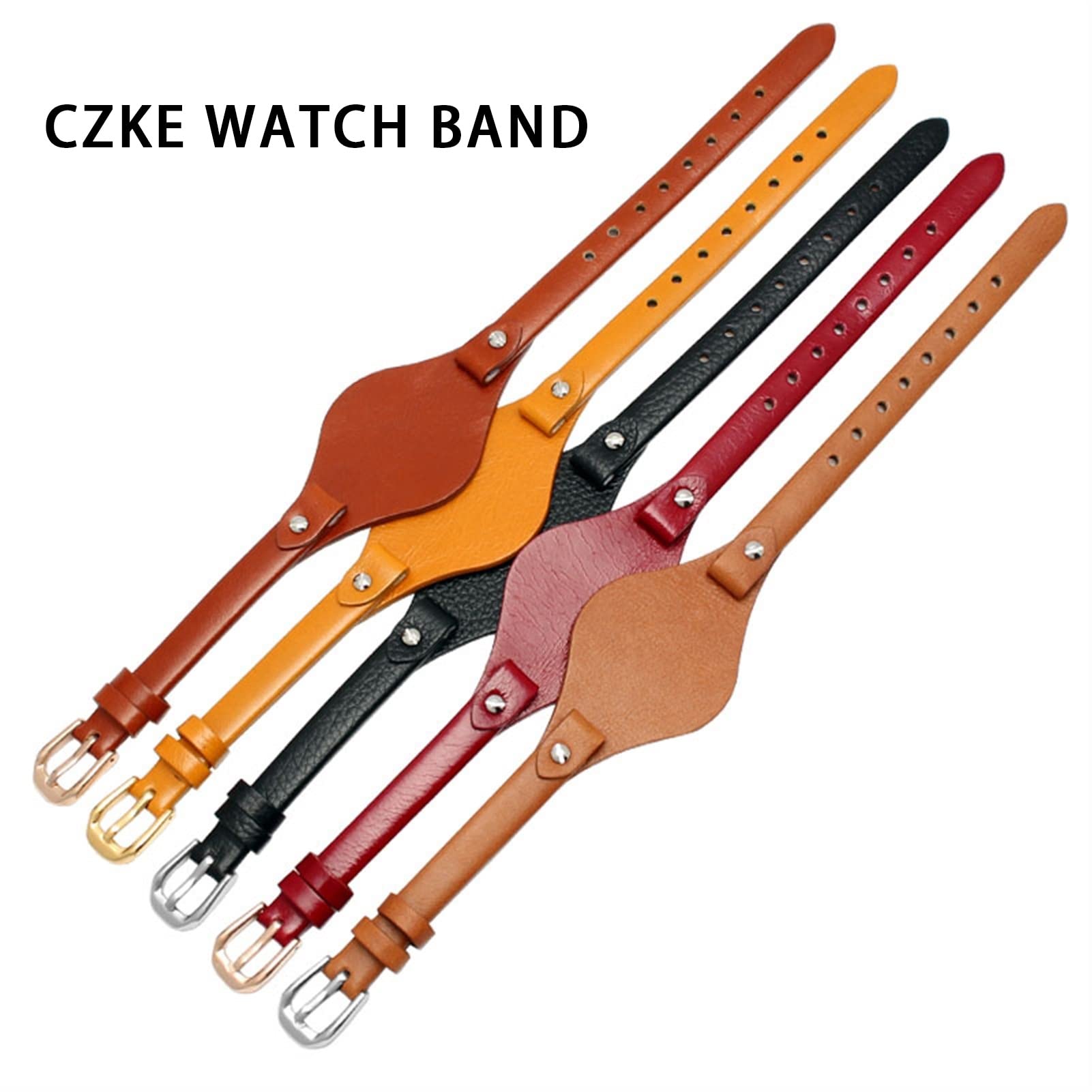 Wscebck Genuine Leather Watchbands for Fossil ES3077 ES2830 ES3262 ES3060 Stylish Women Watch Straps Small Bracelet (Color : Coffee, Size : 8mm Rose Gold Clasp)