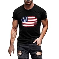 Men's Cotton Crew Neck Short Sleeve Tops American Flag Patriotic T Shirts Muscle Tee July 4th Independence Day Shirt
