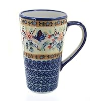 Blue Rose Polish Pottery Blue Butterfly Large Coffee Mug