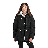 DKNY Girls' Winter Jacket – Heavyweight Sherpa Fur Lined Quilted Puffer Parka Coat (Sizes: 8-16)