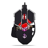 PUBG FPS MOBA Gaming Mouse USB Wired[4000DPI,9 Adjustable Levels][Programmable][RGB Breathing Light] Ergonomic Optical,Game Computer Mice with 10 Buttons, for PC Games&E-Sports (Black)