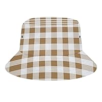Bucket Hats for Women Checkered Square Plaid Geometric TravelPackable Unisex Fashion Bucket Printed Hat Sun Cap Packable Outdoor Fisherman Hat for Women and Men Teens Beach Caps Fishing Cap