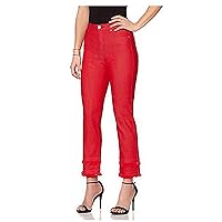 Diane Gilman 595291 Women's Size 12P Classic Red Frayed Cuff Jeans