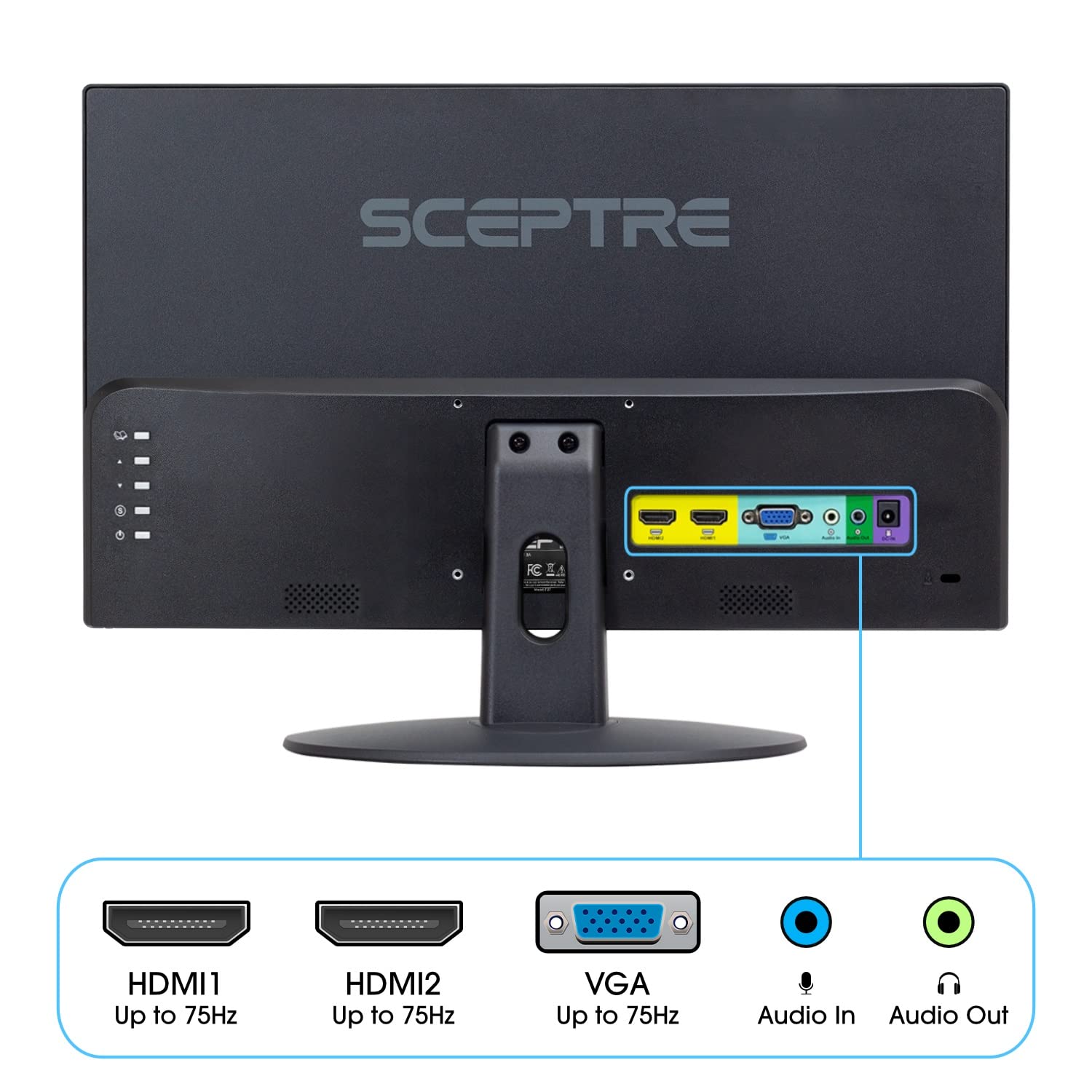 Sceptre 22 inch 75Hz 1080P LED Monitor 99% sRGB HDMI X2 VGA Build-In Speakers, Machine Black (E225W-19203R series)