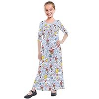 PattyCandy Girls Quarter Sleeve Maxi Dress Cute Bulldogs Woodland Animals and Magical Prints for 2-13 Years Old