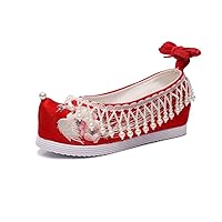 Women and Lady Phoenix Embroidered Cloth Shoes Ancient Bridal Shoes Hanfu Shoes Qiaotou Shoes