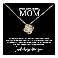To My Wonderful Mom Necklace For Mom From Daughter Son, Love Knot Necklace Gift For Mother's Day Or Birthday Presents For Mom, Necklace For Women With Amazing Message Card And Stunning Gift Box