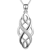 YFN Irish Celtic Knot Created Opal Pendant Necklace Sterling Silver Black Necklaces for Women Men 18