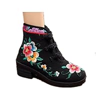 Women and Ladies The Flower Embroidery Short Ankle Boots Shoe