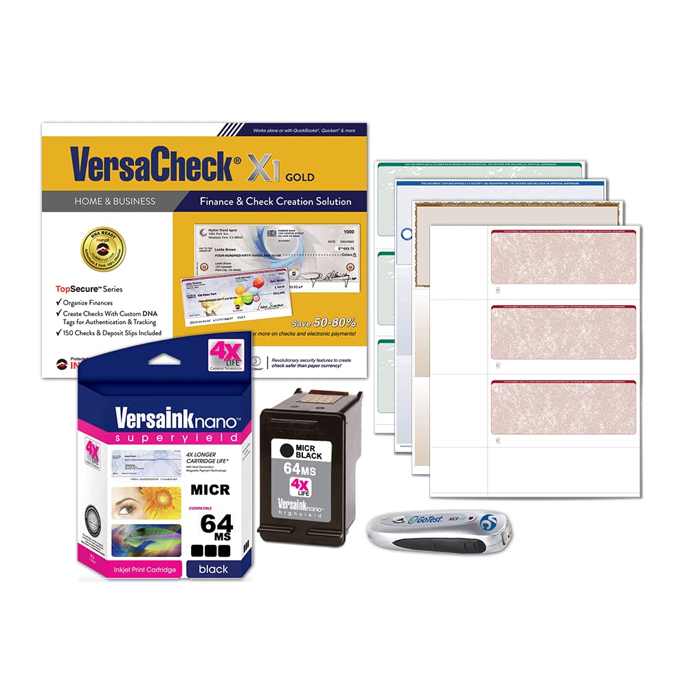 VersaCheck 64 MICR Black Printer Conversion Kit - The Easy Way to Convert Any Printer Using HP 64 Black Ink cartridges into a Bank Compliant MICR Printing Solution