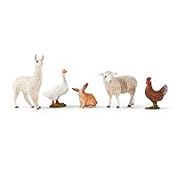 Farm World 5-Piece Farm Animal Toy Set Including Cute Llama, Rabbit, Sheep, Hen and Goose Animal Toys for Easter Baskets