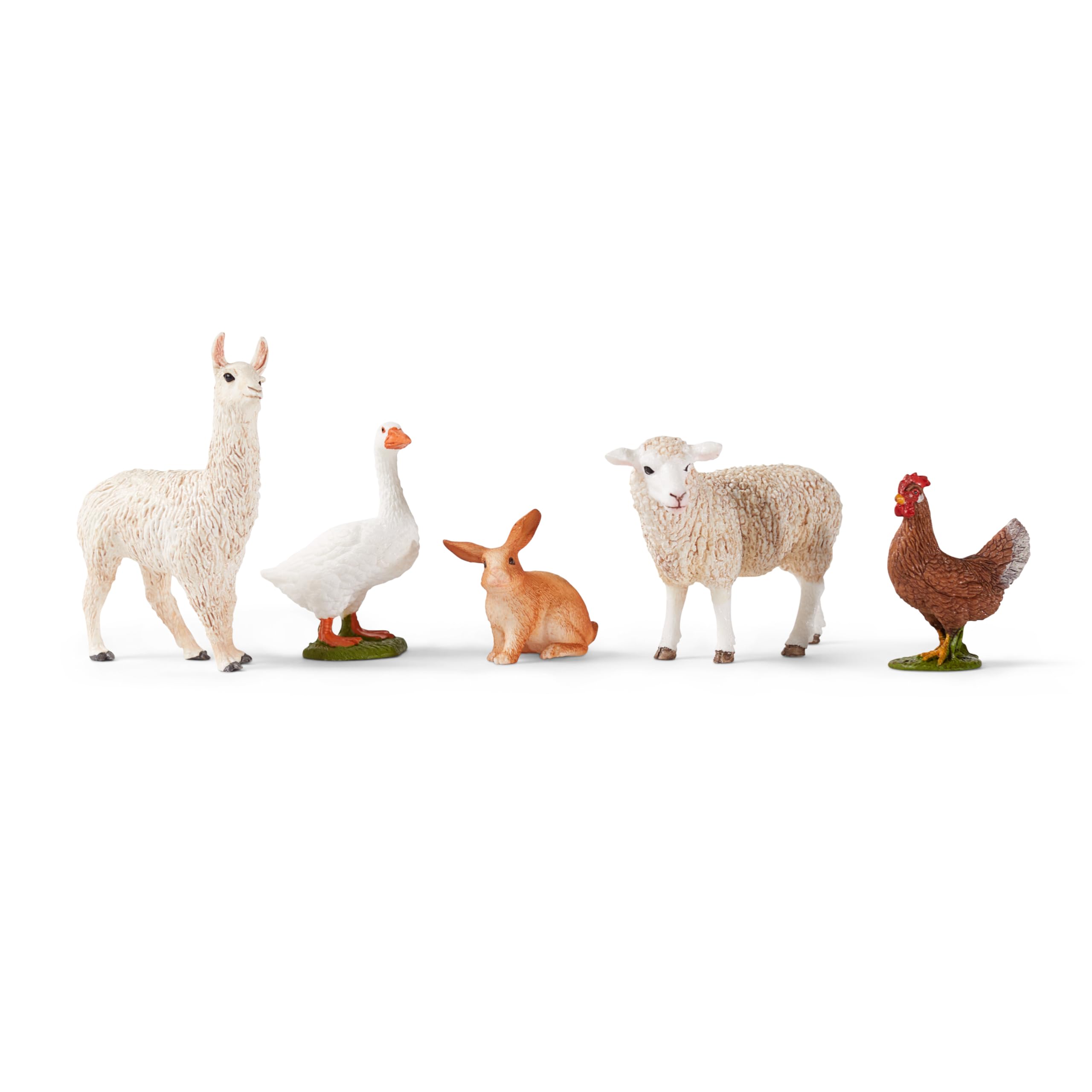 Schleich Farm World 5-Piece Farm Animal Toy Set Including Cute Llama, Rabbit, Sheep, Hen and Goose Animal Toys for Easter Baskets