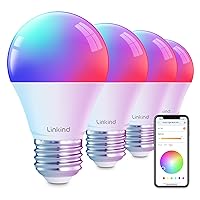 Smart Light Bulbs, Smart Bulb That Work with Alexa & Google Home, LED Light Bulbs Color Changing, 64 Preset Scenes, Music Sync, A19 E26 2.4GHz RGBTW WiFi Bluetooth Light Bulb 60W, 800LM, 4Pack