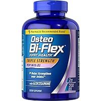 Osteo Bi-Flex Triple Strength Glucosamine 1500 mg, MSM 1500 mg with Vitamin D3 1000 UI Tablets, 200 Count (Pack of 1)