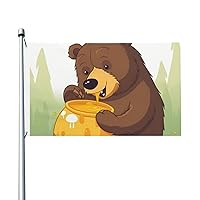 Bear Eats Honey Flag 3x5 Ft Double Sided Garden Flag Outside Yard House Flag Funny Party Banner for Wall Hanging Poster