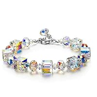 Aurora Borealis Bracelet with Austria Crystals 18K White Gold