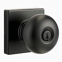 Contemporary Keyed Entry Ball Door Knob, Matte Black - Designed for Sleek and Modern Homes and Blends Seamlessly with Interior Décor (E2416-122)