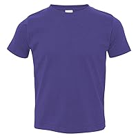 Rabbit Skins Toddler Soft Ribbed Crewneck Jersey T-Shirt, Purple, 5/6T