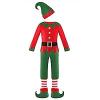 Christmas Elf Costume for Kids Santa's Helper Costume Xmas Festive Elf Dress Outfit with Elf Hat
