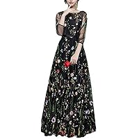 VeraQueen Women's Long Embroidered Prom Dresses Formal Evening Gown