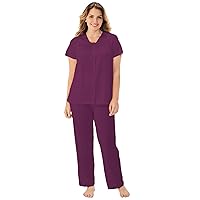 90107 Women's Nylon Tricot Short Sleeve Matching Pajama Set