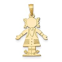 14k Gold Girl With Dress and Hair Charm Pendant Necklace Measures 21.72x17.22mm Wide Jewelry Gifts for Women