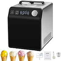 Upright Automatic Ice Cream Maker with Built-in Compressor, 2 Quart No Pre-freezing Fruit Yogurt Machine, Stainless Steel Electric Sorbet Maker, 4 Modes Gelato Maker with Digital Display & Timer