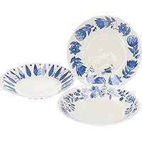 Yamaka Shoten Moomin 126752 Trio Pasta Plate Set, Blue Flora Tableware