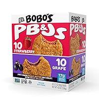 Bobo's Peanut Butter and Jelly Oat Snack Variety Pack, 10 Grape Flavored, 10 Strawberry Flavored, Healthy Everyday Snack