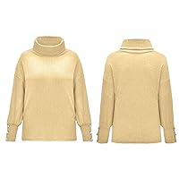 Knitted Jumper Sweaters for Women Solid Color High Neck Sweater Cloth Long Sleeves Classic Baggy Pullover Winter