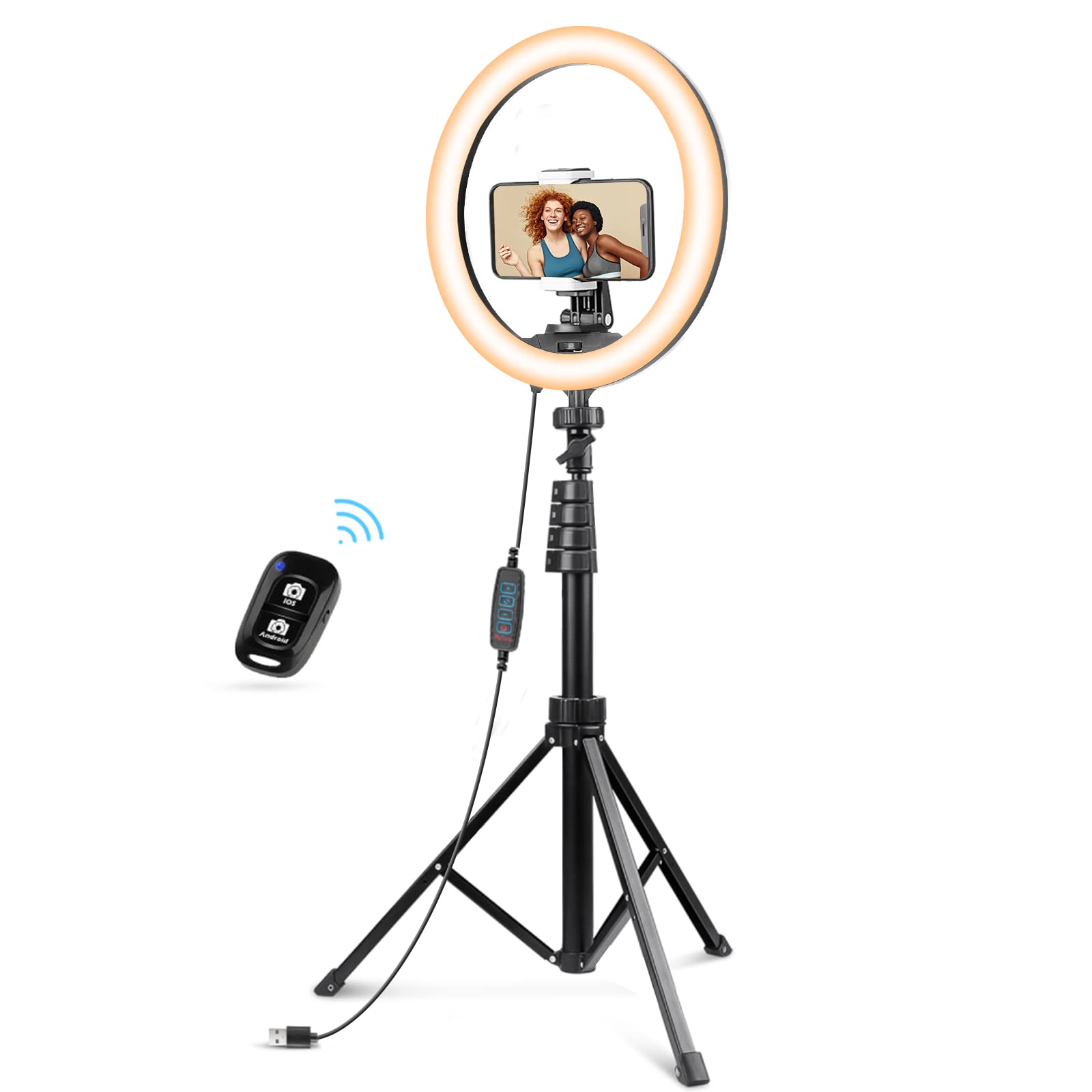 UBeesize 12'' Ring Light with 62'' Selfie Stick Tripod, LED Ring Light with Stand and Phone Holder for Recording/Makeup/YouTube/TIK Tok, Compatible with Cell Phone, Camera