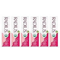 RADIUS USDA Organic Kids Toothpaste 3oz Non Toxic Chemical-Free Gluten-Free Designed to Improve Gum Health for Children's 6 Months and Up - Dragon Fruit - Pack of 6