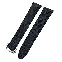 19/20/21mm Curved End Nylon Fabric Watchband Fit for Omega Seamaster 300 Aqua Terra 150 Watch Strap (Color : Black Black 1, Size : 21mm)