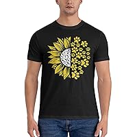 Men's Cotton T-Shirt Tees, Sunflower Pineapple Graphic Fashion Short Sleeve Tee S-6XL