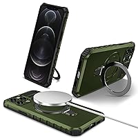 Case Compatible with iPhone 12 Pro Max,Compatible with Magsafe with Stand, Magnetic Ring Holder,Heavy Duty Shock Absorption Full Body Protective Case TPU Rubber and Hard PC Phone Case Cover Shockproof