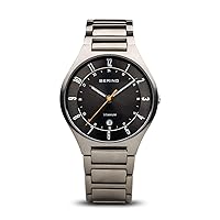 BERING Men's Quartz Movement Watch - Titanium Collection with Titanium and Sapphire Glass 11739-XXX Bracelet Watches - Waterproof: 5 ATM